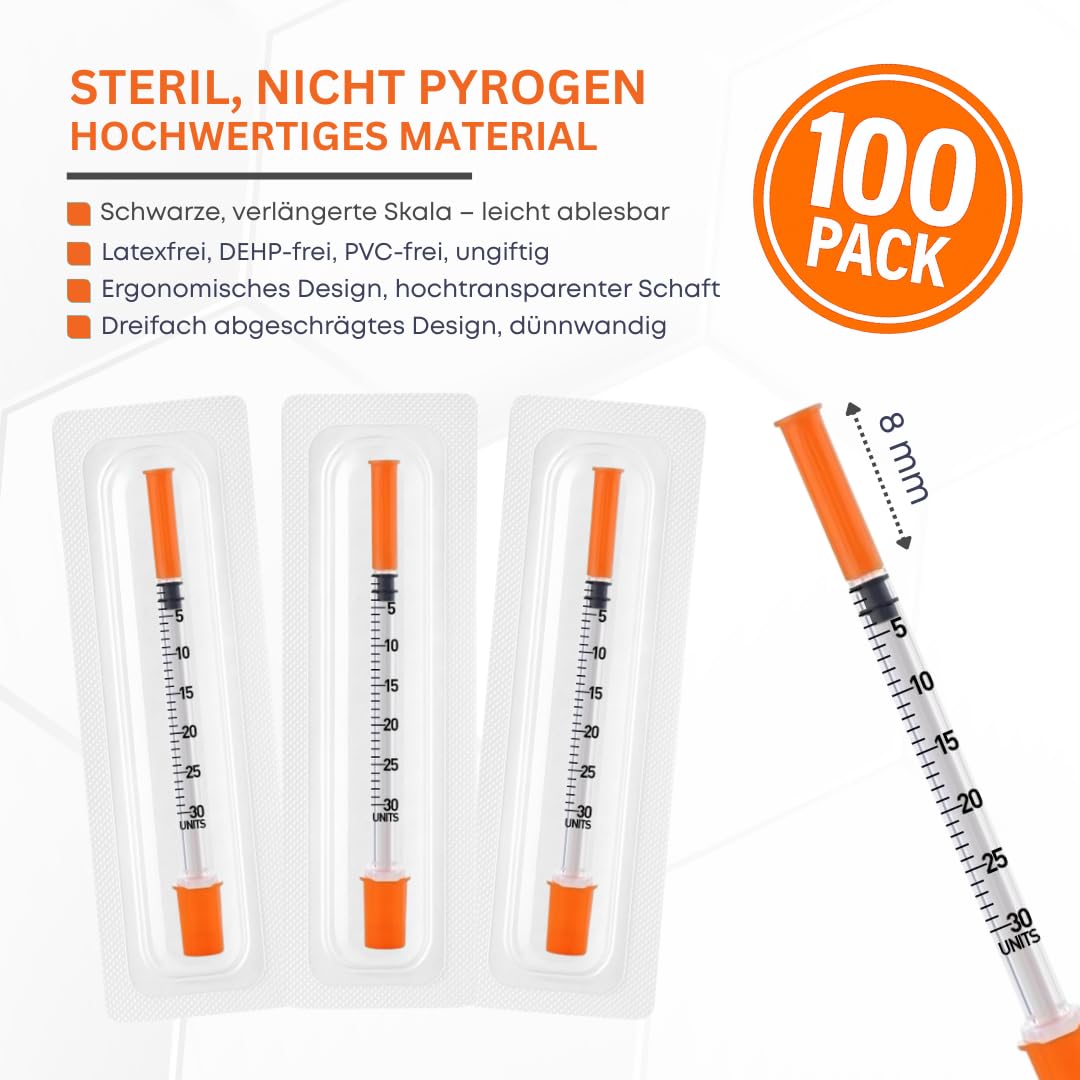 100 Stück 0,3 ml Plastic Tube 31G x 5/16" (0,25 x 8 mm) – Einzeln verpackt – Präzise Mehrzweck-Messwerkzeuge