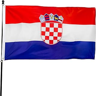 DANF Croatia Flag 3x5 Ft Thick Polyester, Fade Resistant, Brass Grommets, Canvas Header Croatian National Flags with 3 X 5 Feet