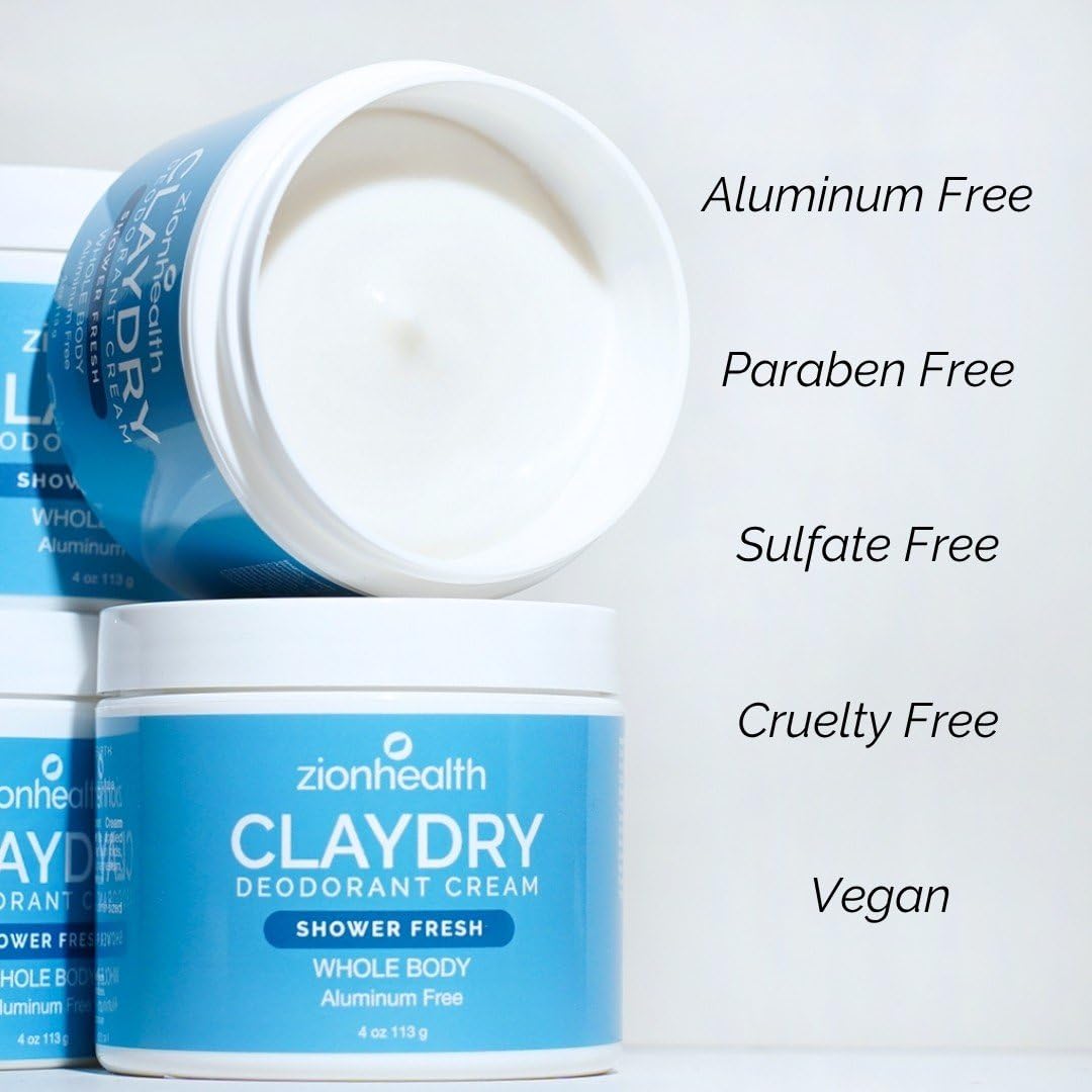 Amazon.com: Zion Health Clay Dry Whole Body Deodorant-Shower Fresh