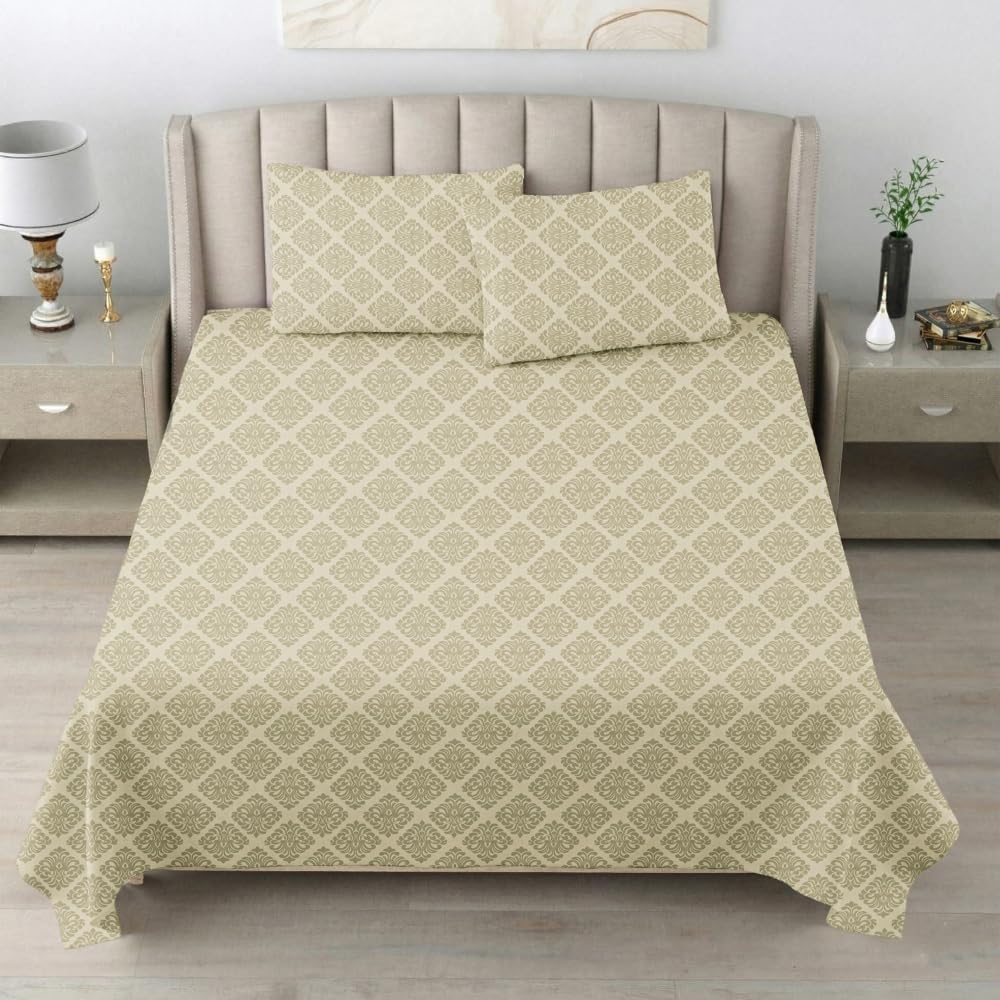 HOMADORN Luxury Embossed Flat Bedsheet with Pillow Covers | Soft, Breathable & Wrinkle-Resistant | Double Bed |100x100 Inch-image-18