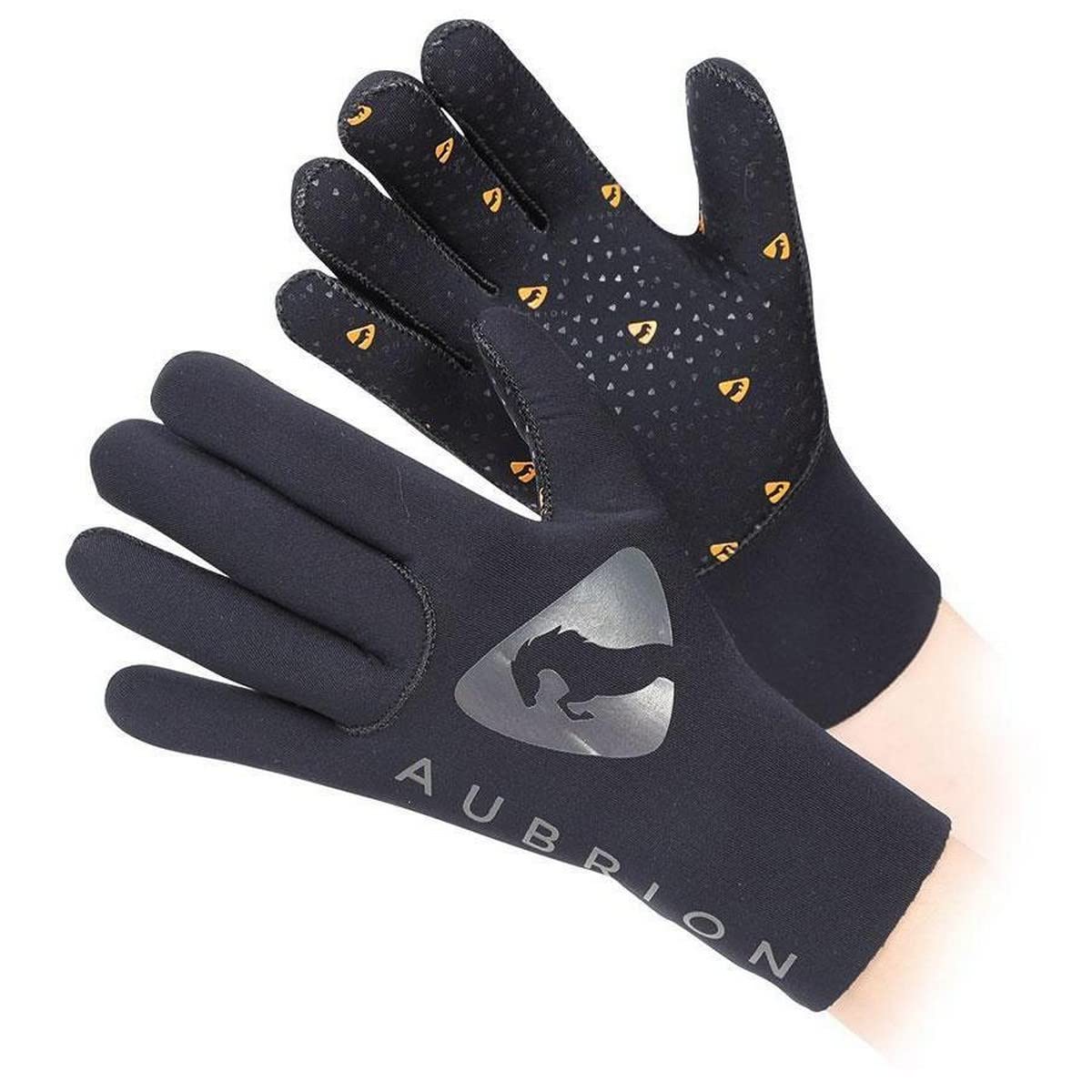 Gants équitation Femme Gants Équitation Hiver Aubrion Shires - Paume Silicone Taille XS Noir Accessoire équitation Hiver