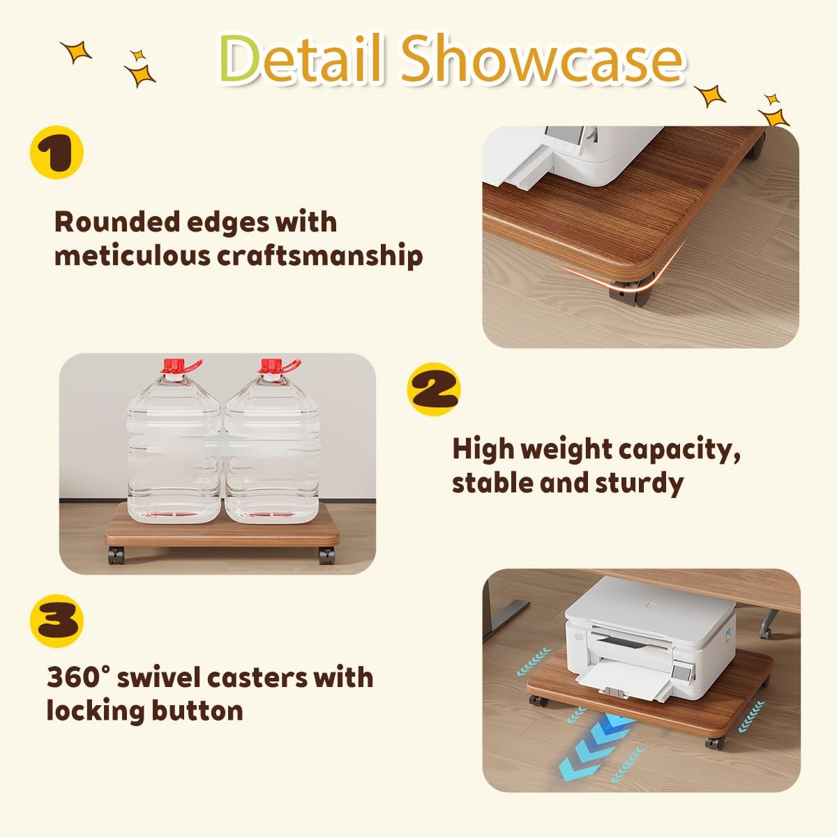 Mueble Impresora,Fácil Montaje Carro de Impresora con Ruedas Bloqueables,Móvil Estantería para Impresora,para Impresora,Trituradora de Papel(White,19.6 * 17.7in)