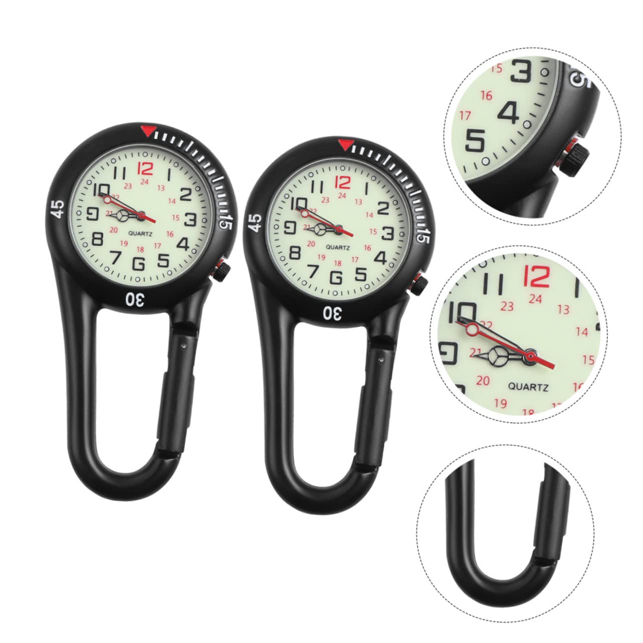 Yardwe Sicherheitsschnalle Outdoor-hängeuhr Kletteruhr Taschenuhr Mit Hintergrundbeleuchtung Spangenuhr Sicherheitsschloss Gürteluhr Ansteckuhr Rostfreier Stahl Black