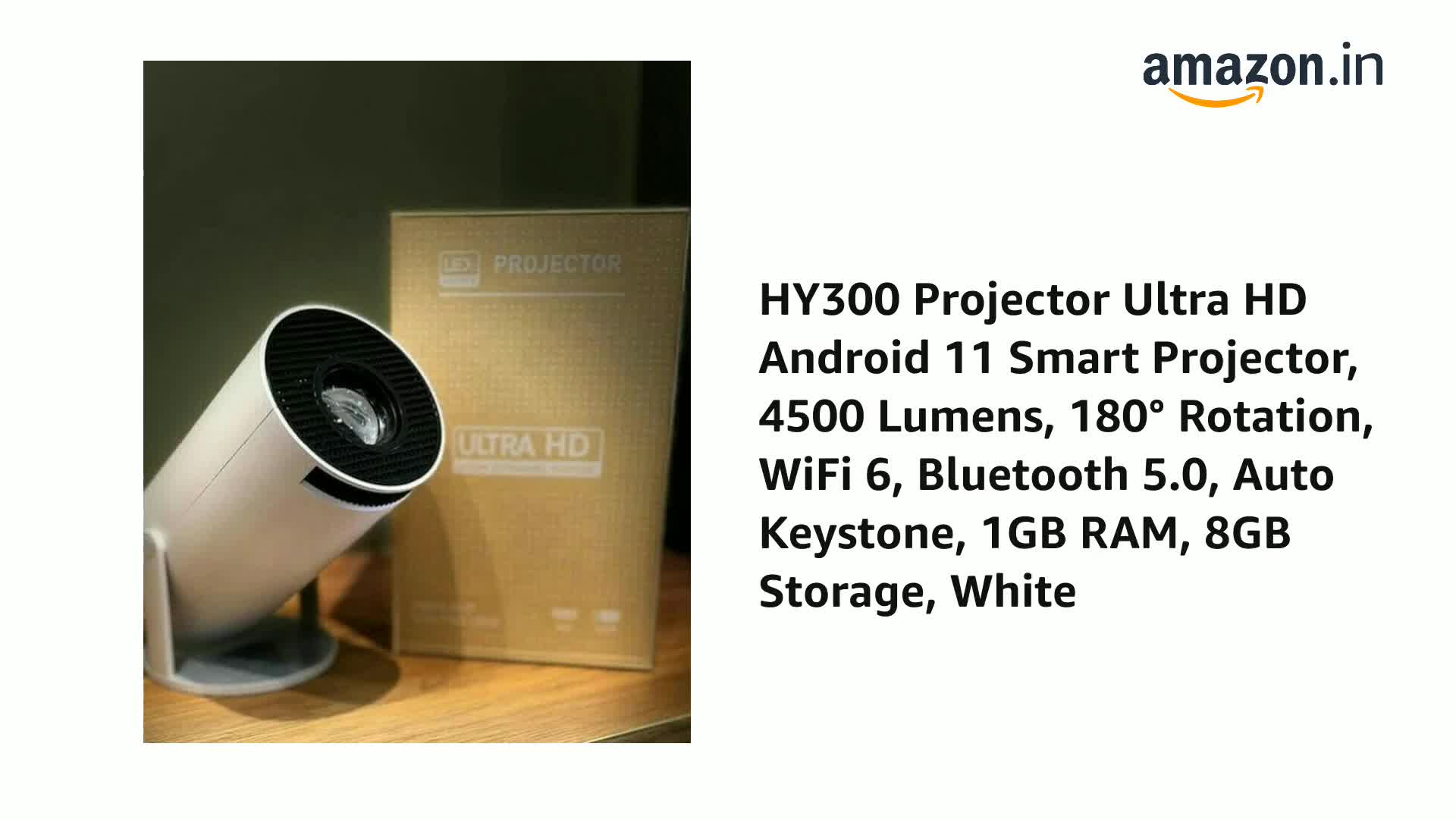 HY300 Projector Ultra HD Android 11 Smart Projector