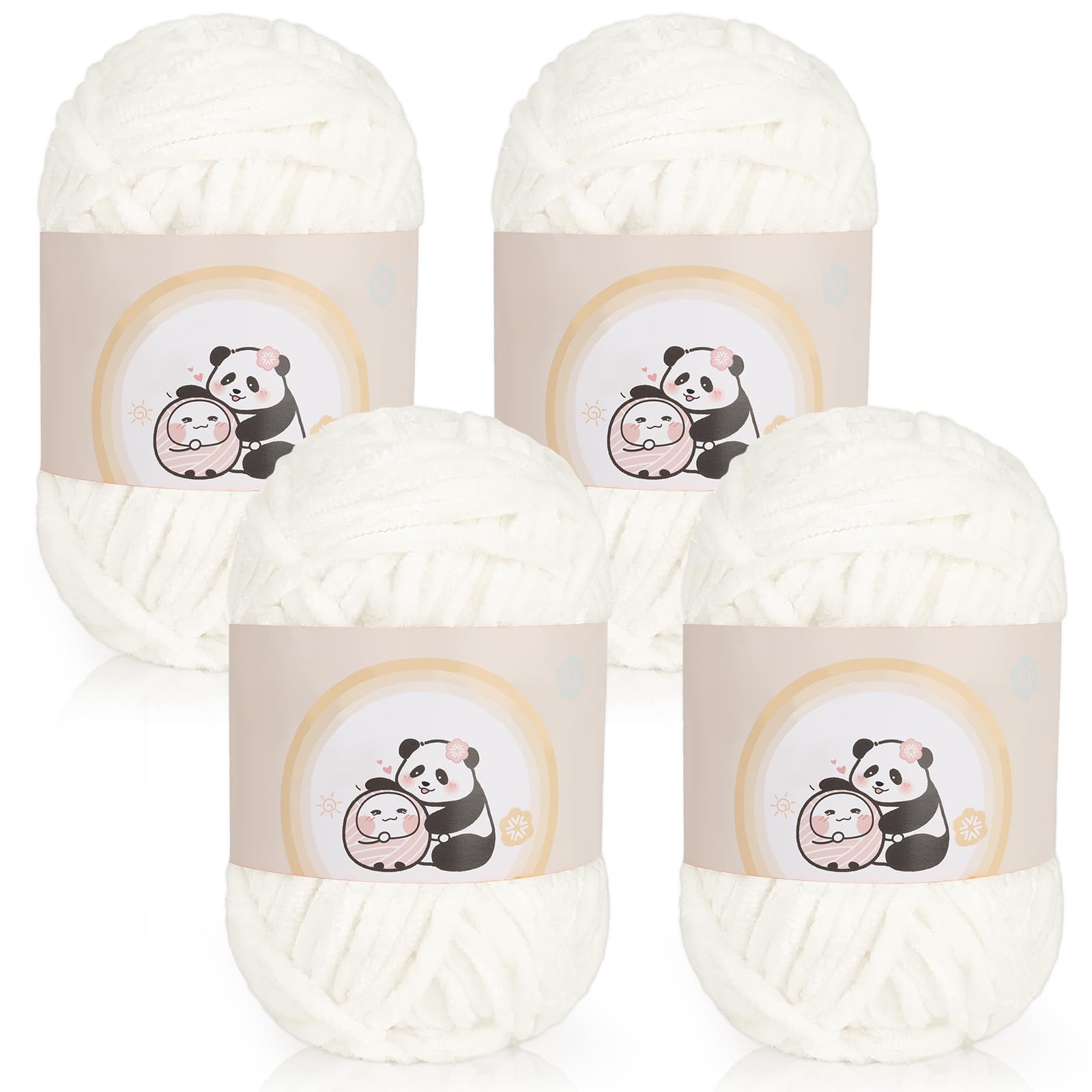 Aeelike 400g(4x100g) Warme Chenille Wolle zum Häkeln, Flauschige Dicke Garn zum Handstricken, Samt Velvet Babywolle zum Stricken, Weich Plüschwolle für Amigurumis Babydecke