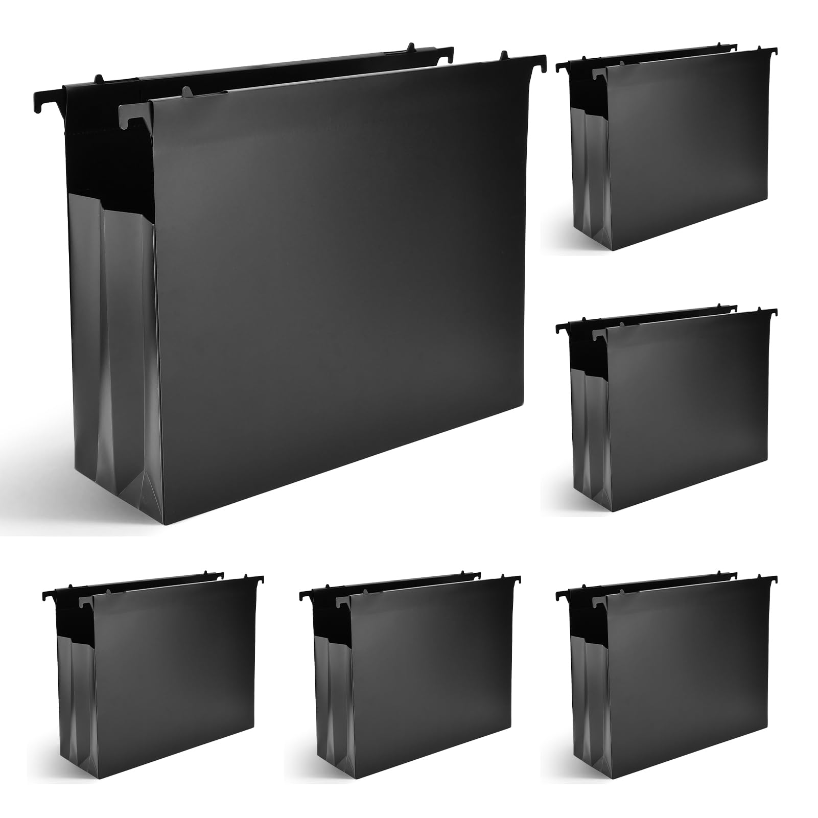 6 Packs Extra Capacity Plastic Hanging File Folders, 4" Expanding Hanging Accordian Folder with Retractable Hook, Hard-Hanging Folder Organizer for Office, Home, School