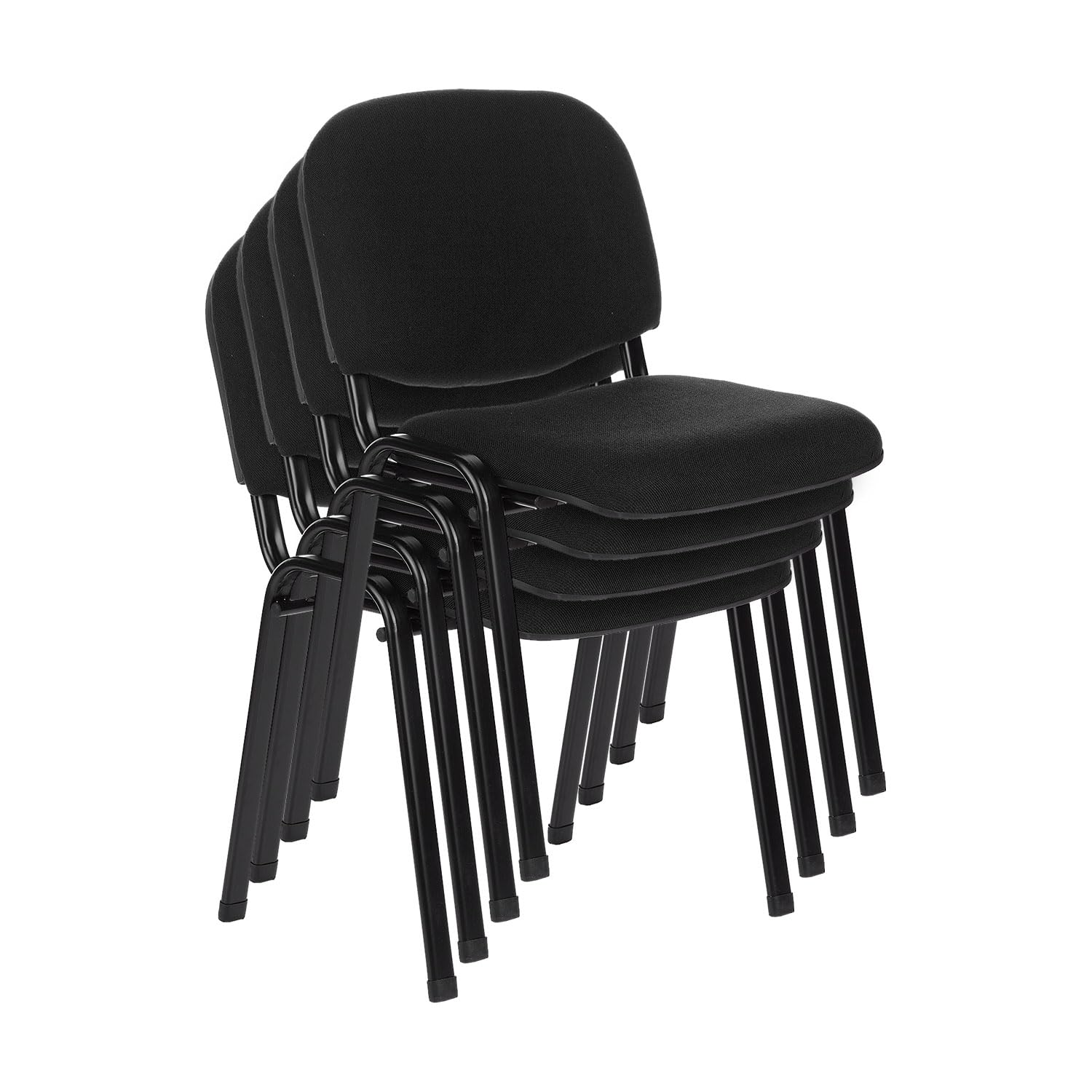 Lot de 4 chaises visiteurs XT 600 Revêtement Tissu Noir Chaise de conférence empilable