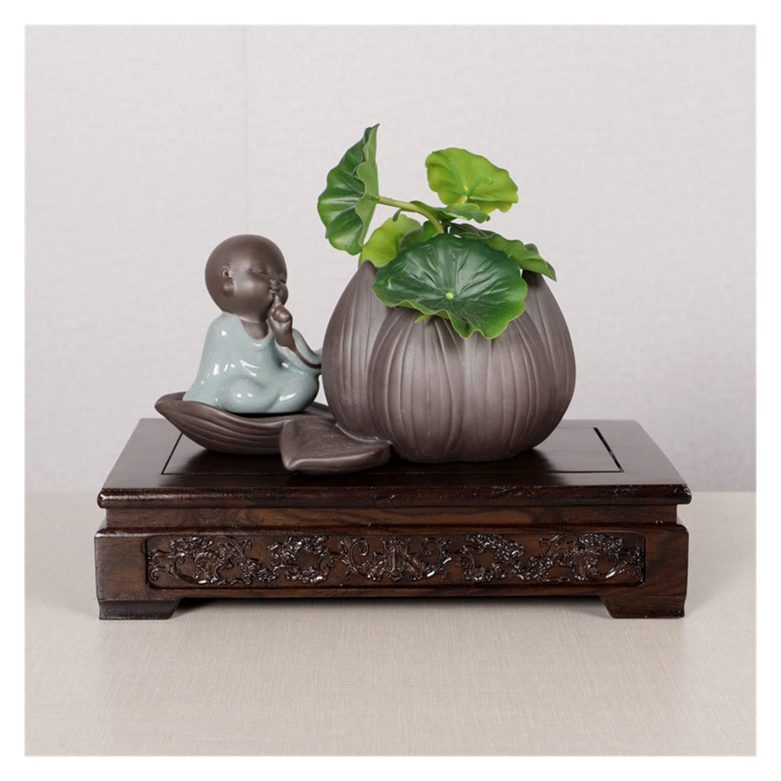 Holzvase, Aquarium, Holzvasensockel, schöne handgefertigte rechteckige Ebenholz-orientalische Goldfischglas-Vasenständer, 2,3 Zoll hoch, Ausstellungsständersockel (Größe: M) ()