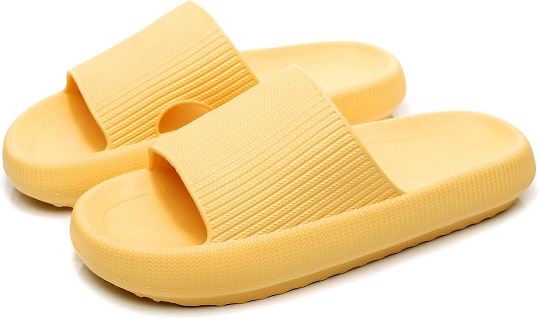 yellow slip on pillow slippers