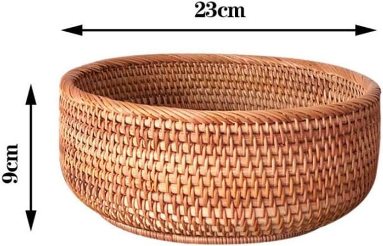 Storage Basket Rattan Storage Tray Wicker Basket Bread Fruit Food Breakfast Display Hand-Woven Rattan Basket Home Decor Crafts (Size : Medium) (M)