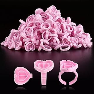 Glue Rings 100PCS Glue Rings for Eyelash Extensions Disposable Lash Glue Holder MEKK Lash Glue Rings Fanning Blossom Cups Eyelash Glue Ring for Eyelash Extension Glue Cups(pink)