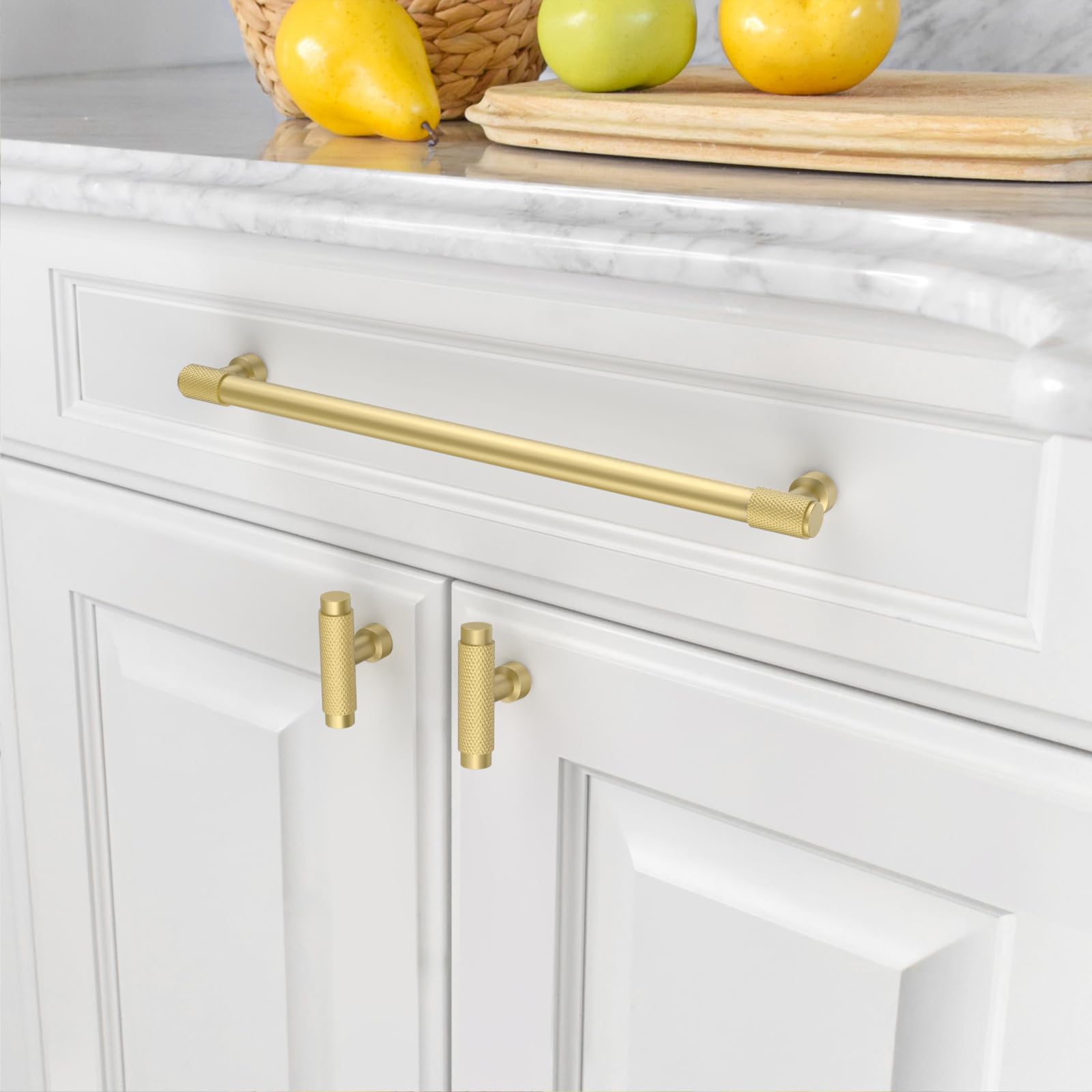 Amerdeco 10 Pack Matte Gold Cabinet Pulls 254mm(10Inch) Hole Center Cabinet Hardware Kitchen Cabinet Handles for Bathroom Drawer Pulls Dresser Pulls AM011 - Image 4