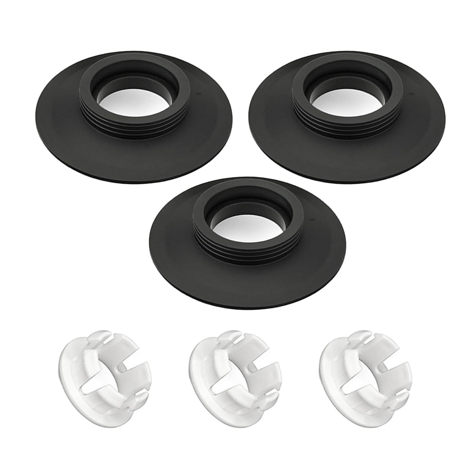 3 Pack Flush Valve Seals & Clips Replacement for Standard Toilets, Black Silicone Flush Valve Seal, Compatible with Toilet Cistern Tank
