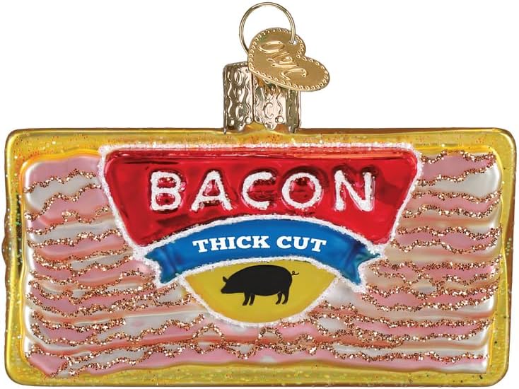 Old World Christmas Pack of Bacon Glass Blown Ornament for Christmas Tree, Handcrafted Holiday Decoration, Food - Breakfast Collection - Image 2