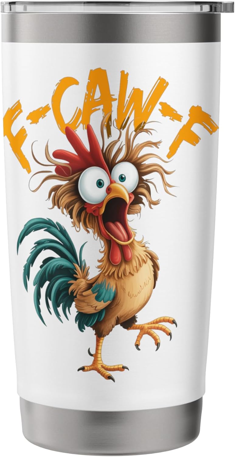 F-Caw-F Funny Chicken Humor F-Caw-F Quote Rooster Meme Stainless Steel Insulated Tumbler - Image 3