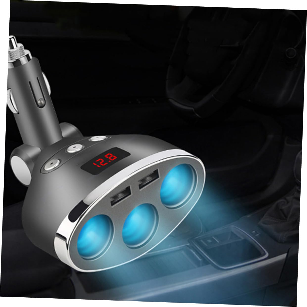 ULTECHNOVO 3piezas Cargador De Coche con Puertos Mechero y Doble USB Adaptador De Cargador para Dispositivos Móviles y De Encendido Apagado Pantalla Led De Voltaje Compatible Vehículos