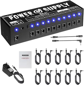 GD-01 Guitar Pedal Power Supply High Current 10 Isolated DC Output for 9V/12V/18V Effect Pedals