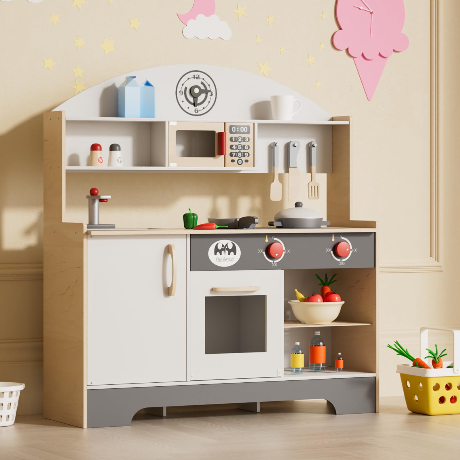 Cocina Infantil De Madera ROBUD Con Luz Y Sonido - Incluye Accesorios, Horno, Microondas, Para Niños Desde 3 Años Cocina Infantil De Madera ROBUD Con Luz Y Sonido - Incluye Accesorios, Horno, Microondas, Para Niños Desde 3 Años