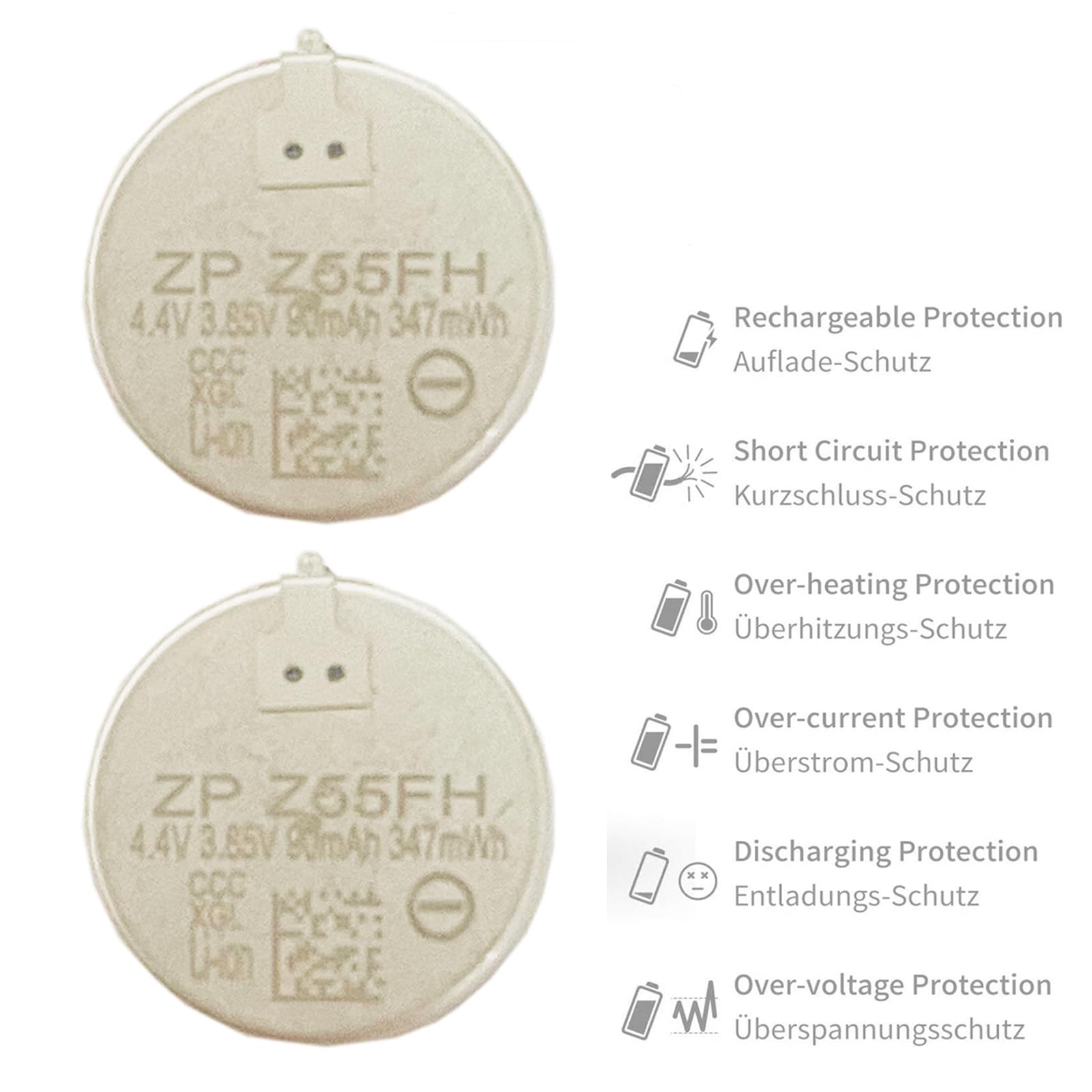 Nuovi aggiornamenti nel 2024 Z55FH - Batteria sostitutiva Aousavo Z55FH, compatibile con So-ny WF-1000XM5 WF1000XM5 Bluetooth Headphones Series Z55FH, 2 pezzi
