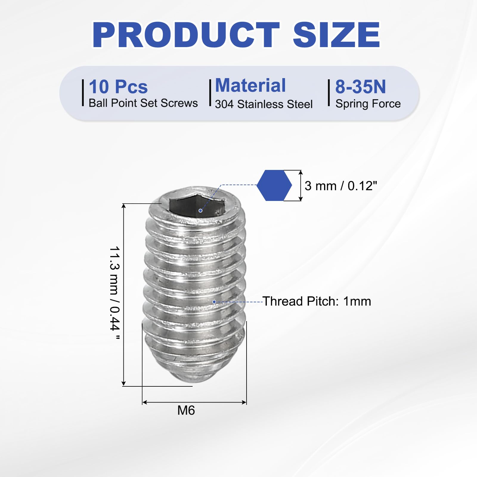 PATIKIL M6x10mm Ball Point Set Screws - Image 2