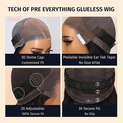 Miniatura 5 de Nadula - Pelucas de cabello humano virgen, con ondulado en forma de U, sin encaje para mujeres negras, con clips, densidad del 150 %, color natural.