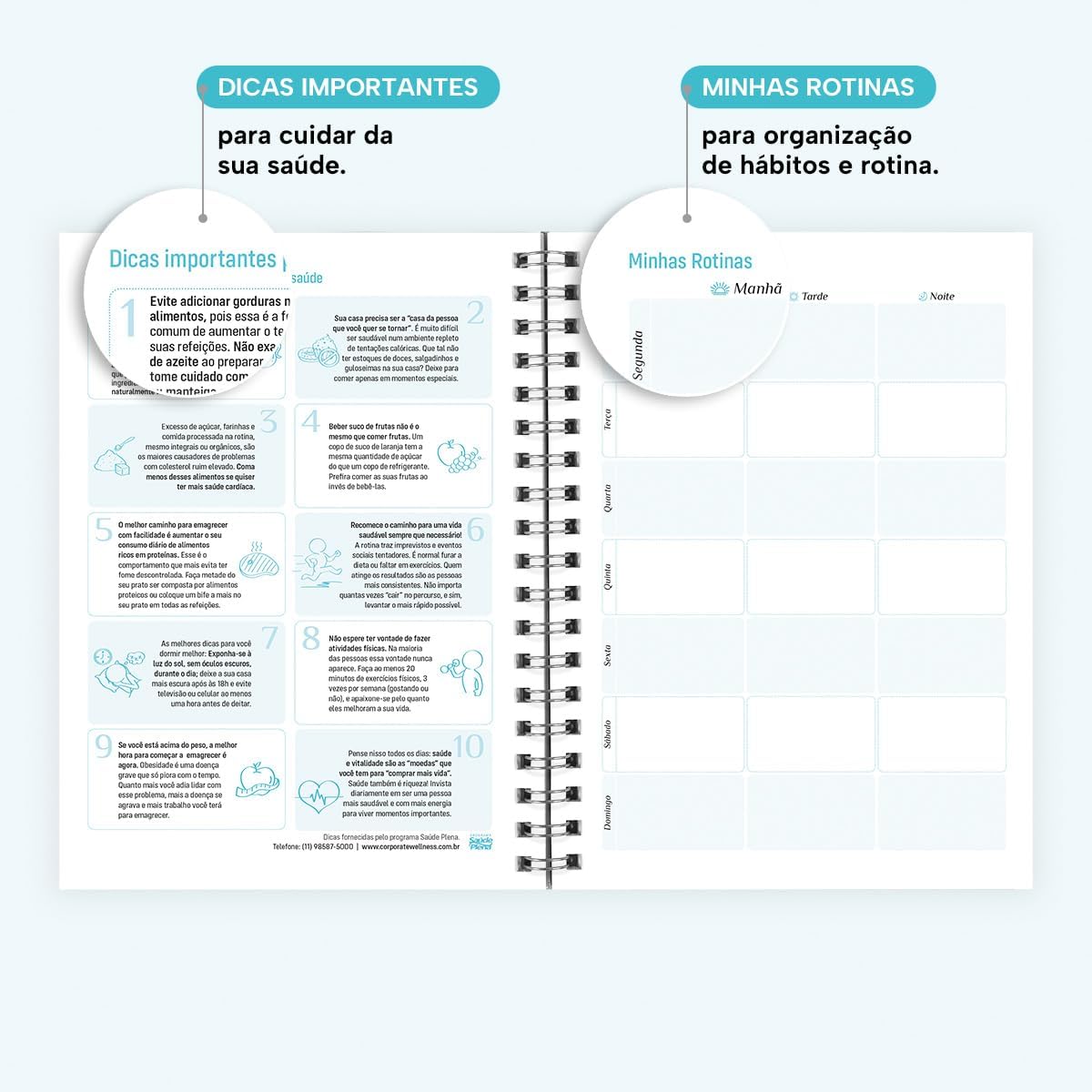 Agenda Planner Semanal 2026 Solid Glitter Metallic Verde Oceano