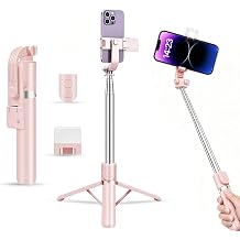 Selfie Stick with Rechargable Remote & Light 1PC, Tripod for iPhone, Cell Phone Stand for Video Recording, Portable Travel Essentials Smartphone Mount Holder, Extendable Vlogging Filming Accessories
