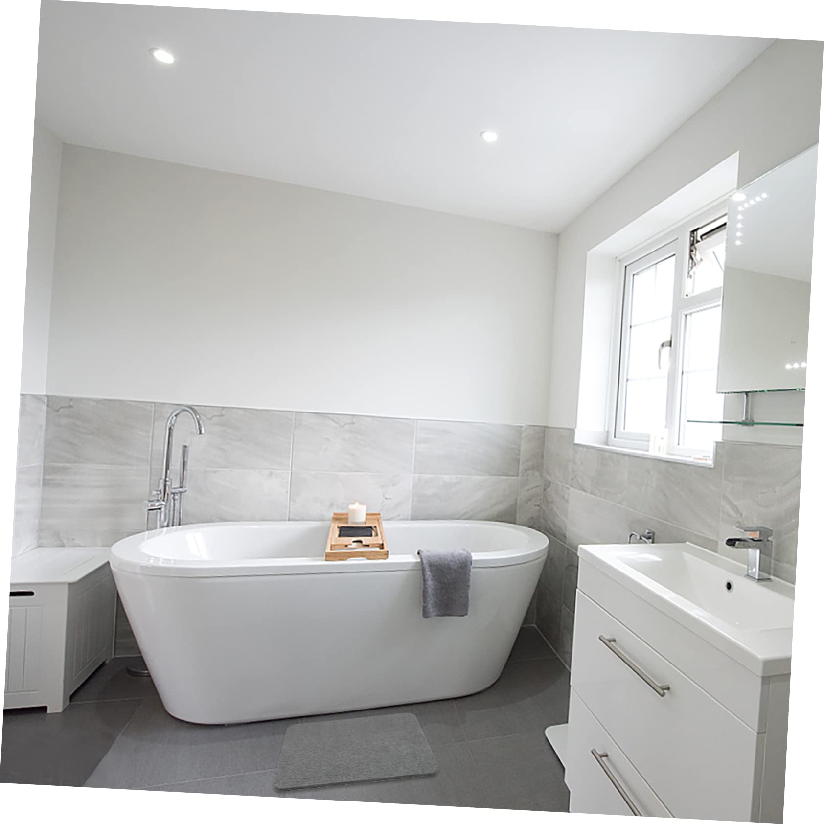 IMIKEYA Tappeto Pavimento in Diatomite Naturale Assorbente ad Asciugatura Rapida Morbido e Confortevole per Bagno e Cucina 40x30 Cm Antiscivolo per Ragazzo Ragazza e Anziani
