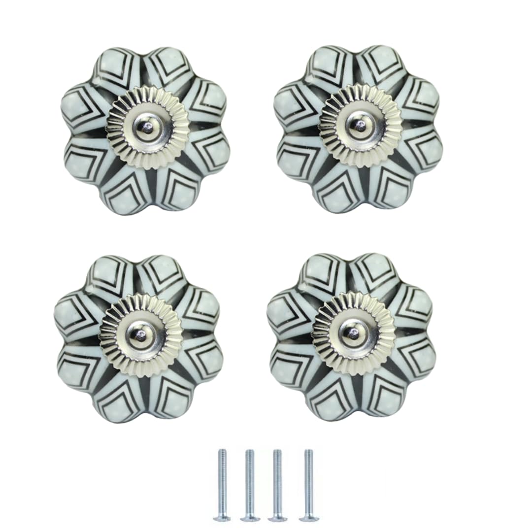 ENmrfvkz Ceramic Cupboard Drawer Handle Knobs, Ceramic Cupboard Drawer Door Knobs 4 Pcs Multicolor 40mm Diameter(Number 10)