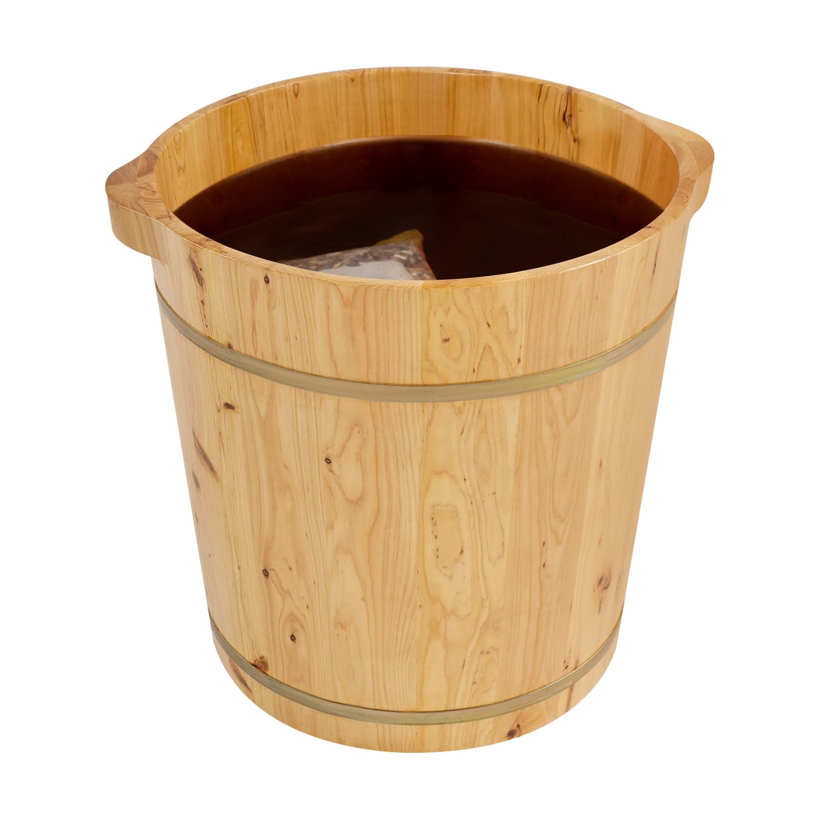 Wanna nożna, drewniana, duża, okrągła, 40 cm wysokości, wiadro do kąpieli stóp, praktyczne miseczki do pedicure do centrów wellness, sauny i hoteli (36,5 x 40 cm)