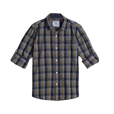 Life by Shoppers Stop Checks Cotton Roll Neck Boys Shirt (S21711BSHIRT2-P)