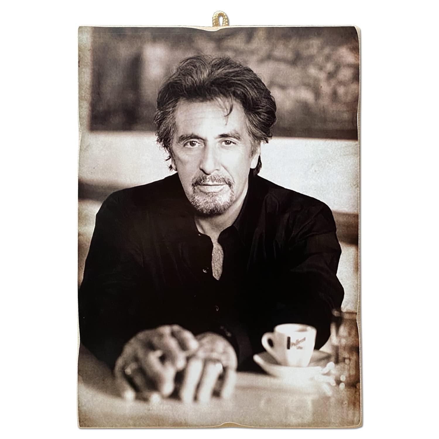 KUSTOM ART Vintage Style Series Famous Actors Drinking Coffee Al Pacino Wooden Art Print 18x25 cm