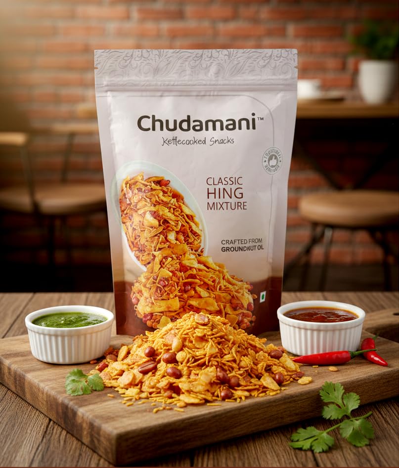 Image of Chudamani Kettlecooked Snacks Combo Pack-3 (250gm) Classic Hing, Bhojan Mixture, Lajawab Mixture, Spicy & Hing Flavoured, Famous Indori Cooked Snacks Namkeen