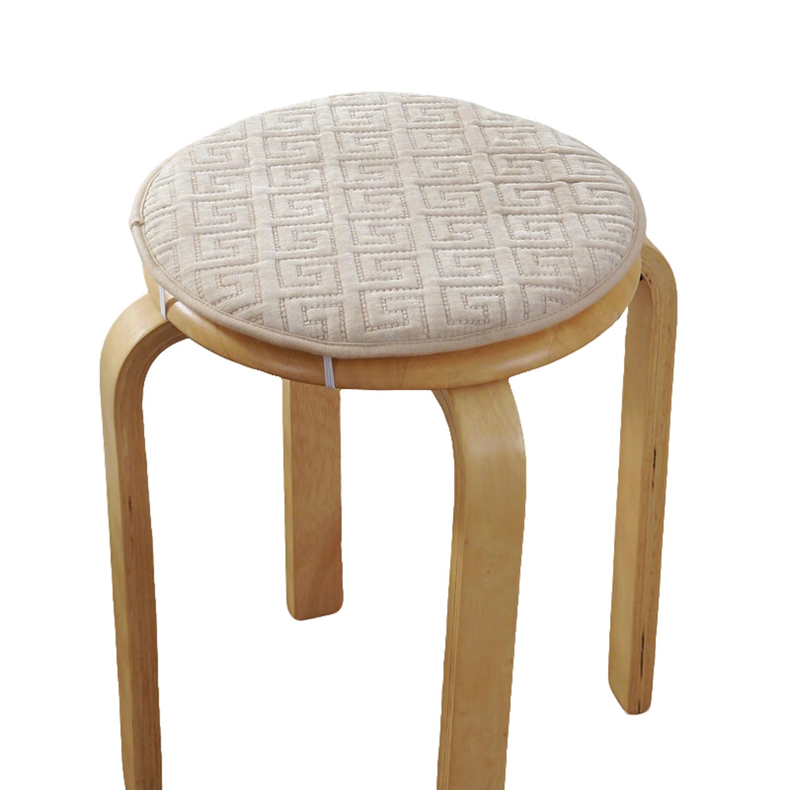 Confezione da 4 Cuscini Rotondi per sedili - Stile Peluche o Lino, Lavabili in Lavatrice, Base Antiscivolo e Lacci, 6 Misure (20-50 cm), Imbottitura in Poliestere (K 50 cm/20 Pollici Cotone