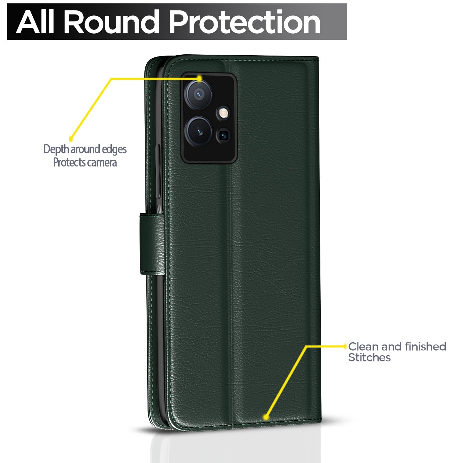 Pikkme Leather Flip Cover for Vivo Phones - Wallet Stand -4