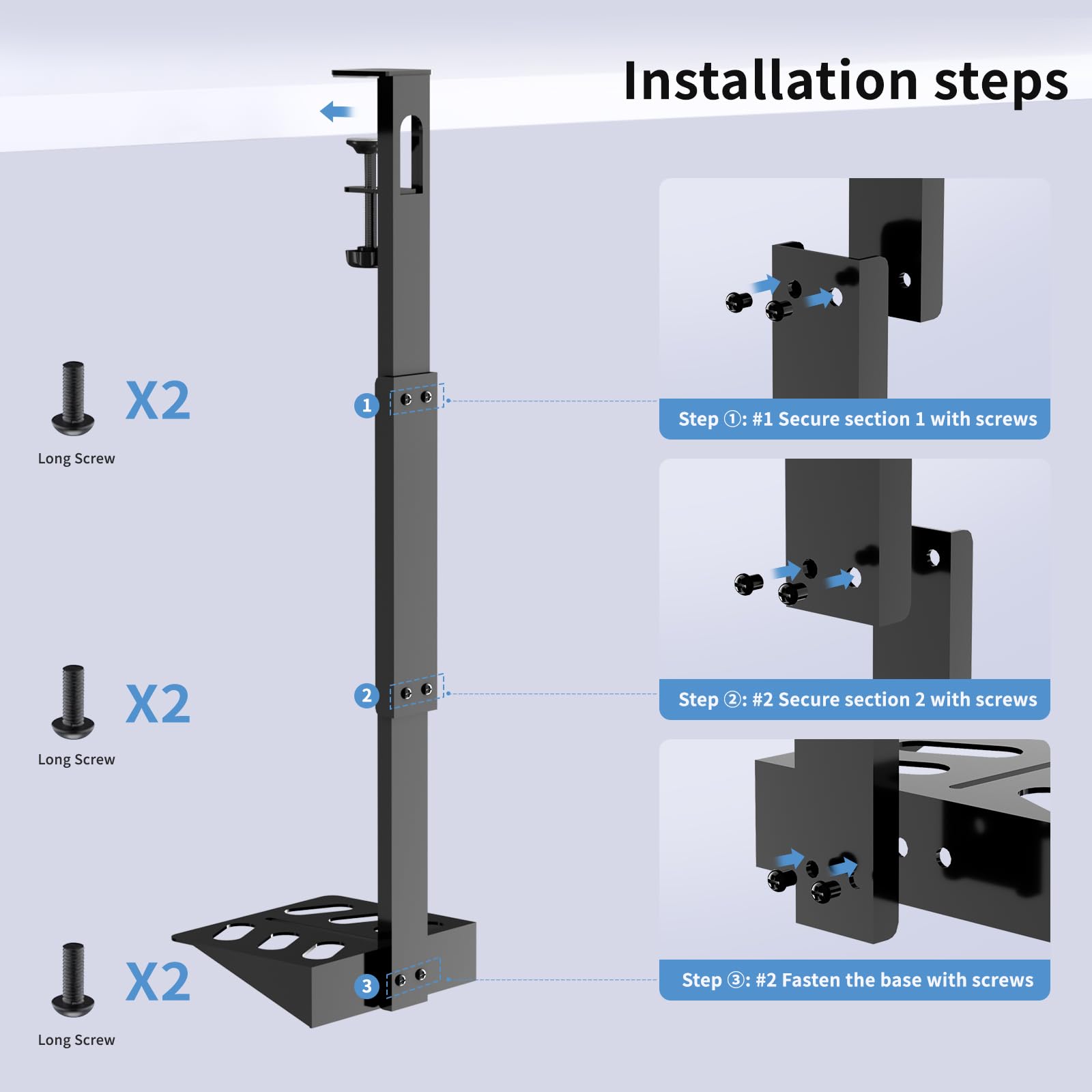 PS5 pionowy uchwyt pod biurko do PS5/PS5 Slim/PS5 Pro, zestaw do przechowywania bez wiercenia, metalowy zestaw do przechowywania pod biurkiem, kompatybilny z konsolą PS5/PS5 Slim – płyty i