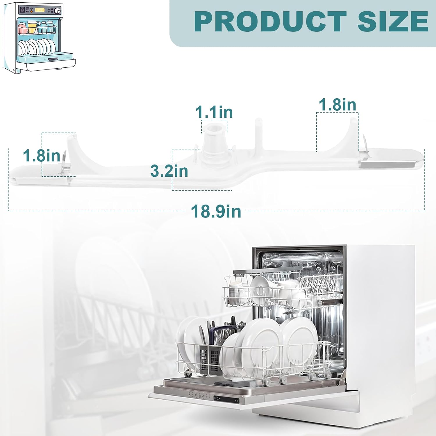 154568001 Dishwasher Lower Spray Arm Compatible with 5304517203 Frigidaire and Kenmore Replaces 154568002 154250801 154281101 154250901 154414101 1545680 PS1524955