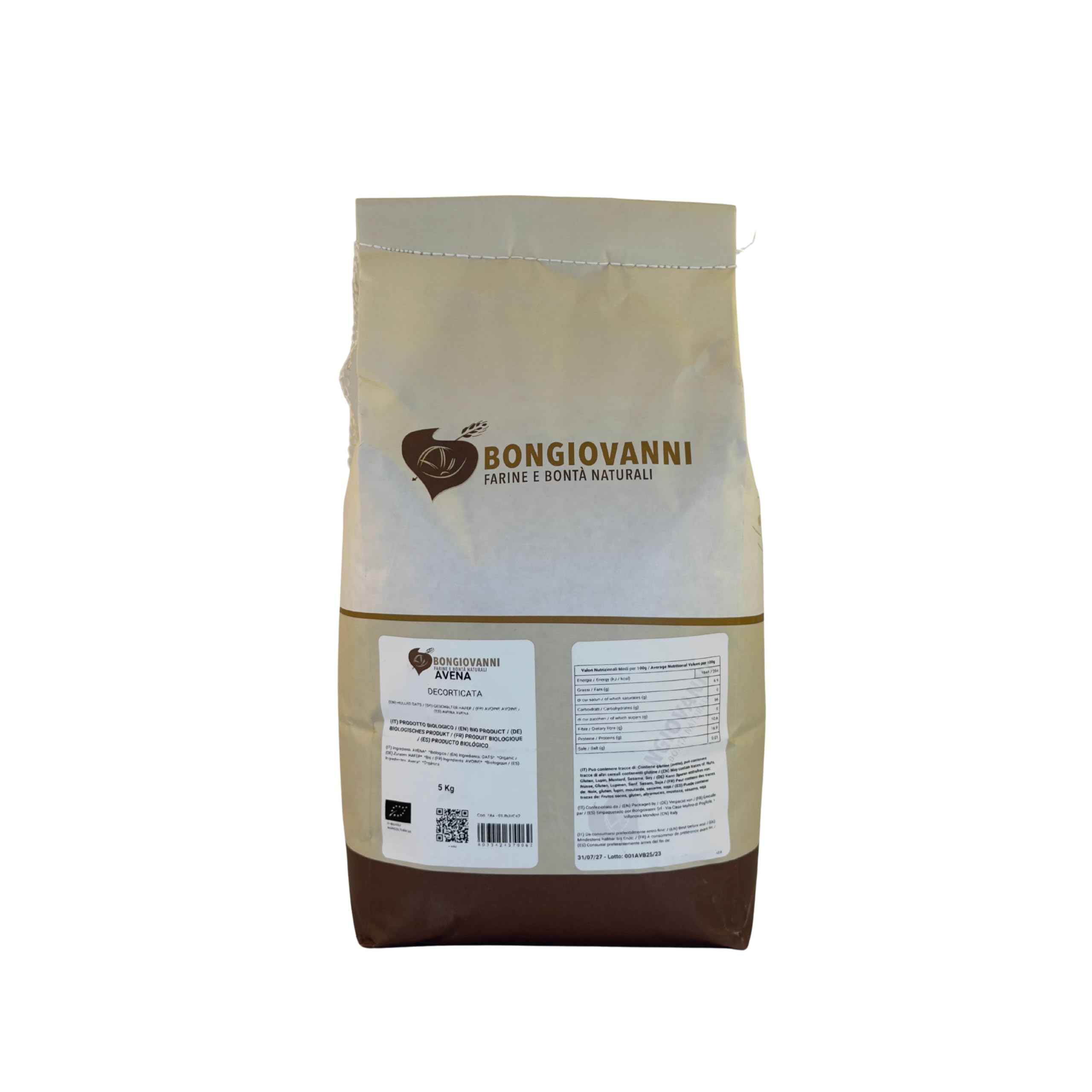 BONGIOVANNI FARINE E BONTA' NATURALI Avena Decorticata 5Kg BIO