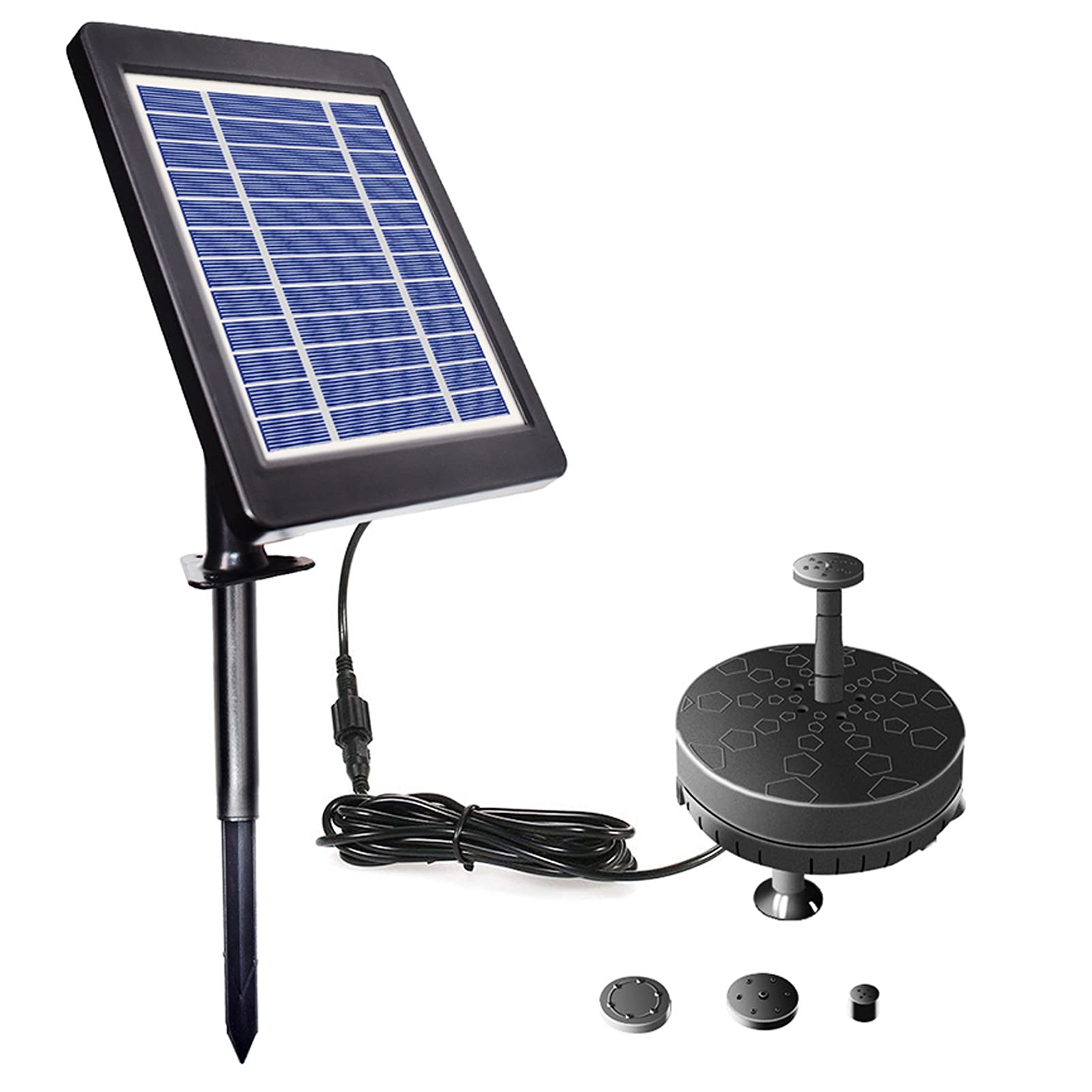 Dioche Bomba de Fuente Solar para Baño de Pájaros - Bomba de Agua Sumergible sin Escobillas con Energía Solar de 6 V 3,5 W con Batería Incorporada de 1800 MAh y Luces LED - Perfecta para Patio,