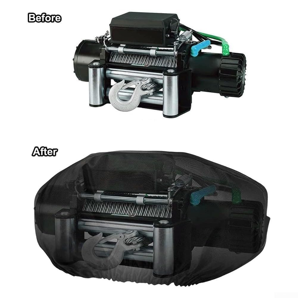 Copertura resistente per verricello 48 x 19 x 24 cm, impermeabile e antipolvere, per verricelli elettrici fino a 7.937,9 kg, modello 9719, in tessuto Oxford nero (nero)