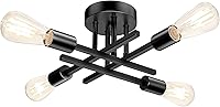 TOBUSA Matte Black Semi Flush Mount Ceiling Light - Modern Sputnik 4-Light Chandelier for Bedroom, Kitchen, Living Room, Dining Room, E26 Bulbs
