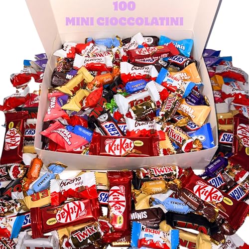 Donda's House® Surtido de Mini Chocolatinas. Pack100Ud. Chocolates MINI. Surtido Chocolatinas Individuales. Kinder Chocolate. Toblerone, Kit Kat, Twix, Milka, Snicke