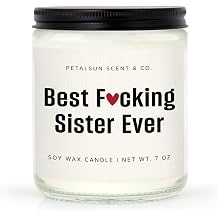 Petalsun Sister Birthday Gifts, Funny Sister Gifts - Lavender Natural Soy Wax Candle - Sisters Gift from Sister Brother, Mothers Day Christmas Graduation Birthday Gift for Sister, Sis Candle(7oz)