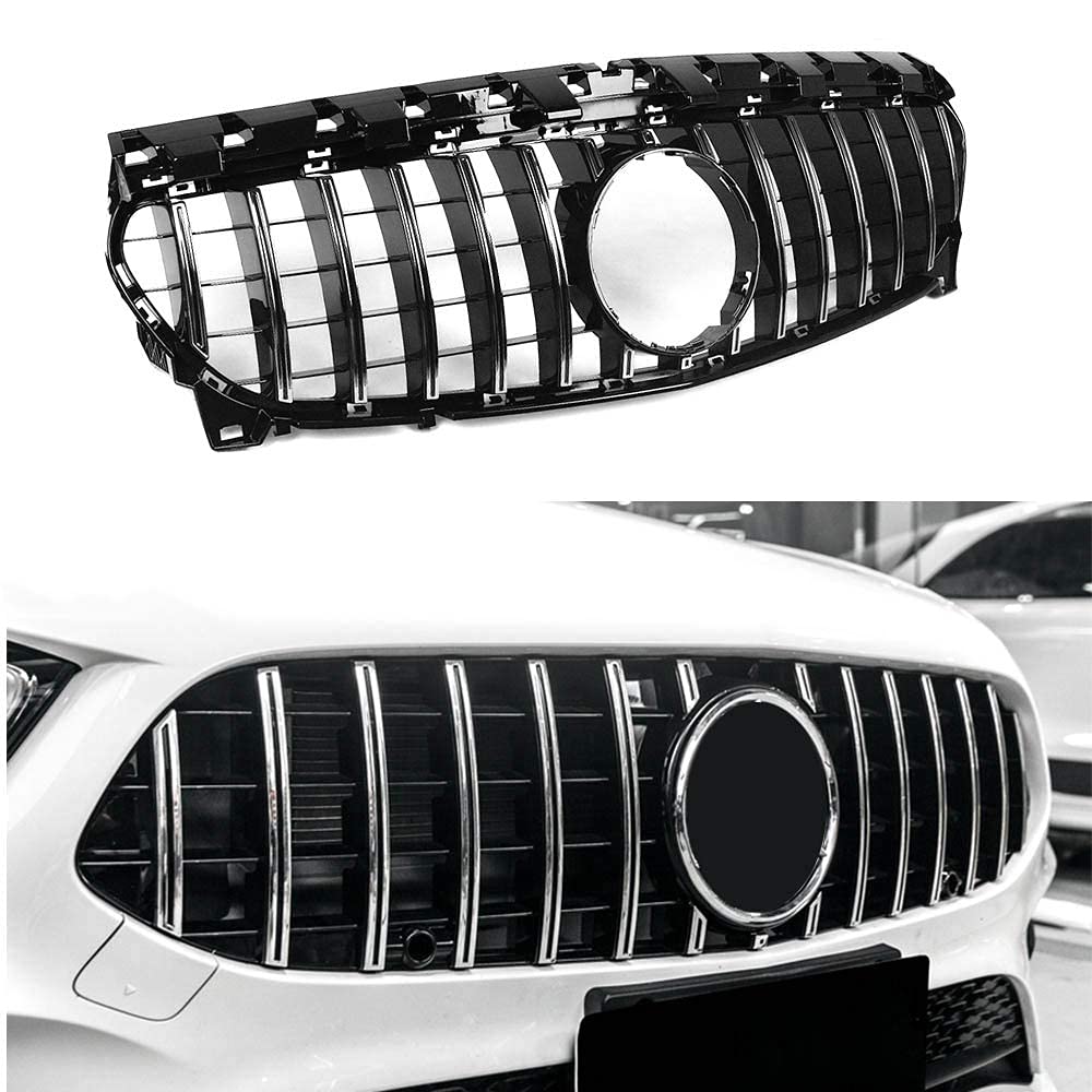 DHXYZM Front Bumper Grill Mesh Fits For Mercedes W117 CLA Class CLA180 CLA200 CLA250 CLA45 AMG 2016-2019 (Silver)