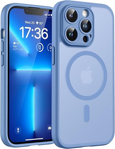 Miniatura 120 de TOCOL Funda magnética para iPhone 15, protección completa mejorada de la cámara, compatible con Magsafe, protección contra caídas, translúcida mate,