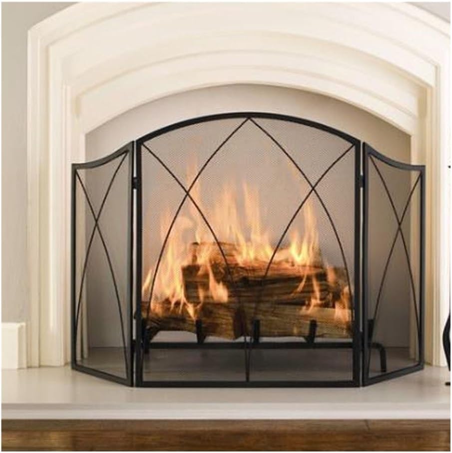 Fireplace Screen, Modern Minimalist Foldable Curved Wrought Iron Fireplace Partition Screen