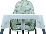 ZARPMA Cotton Seat Covers for IKEA Antilop Highchair,Cotton Surface and Cotton Padded,Forest Pattern Foldable Baby Highchair Cover for IKEA Child Chair Cushion (Green Forest)