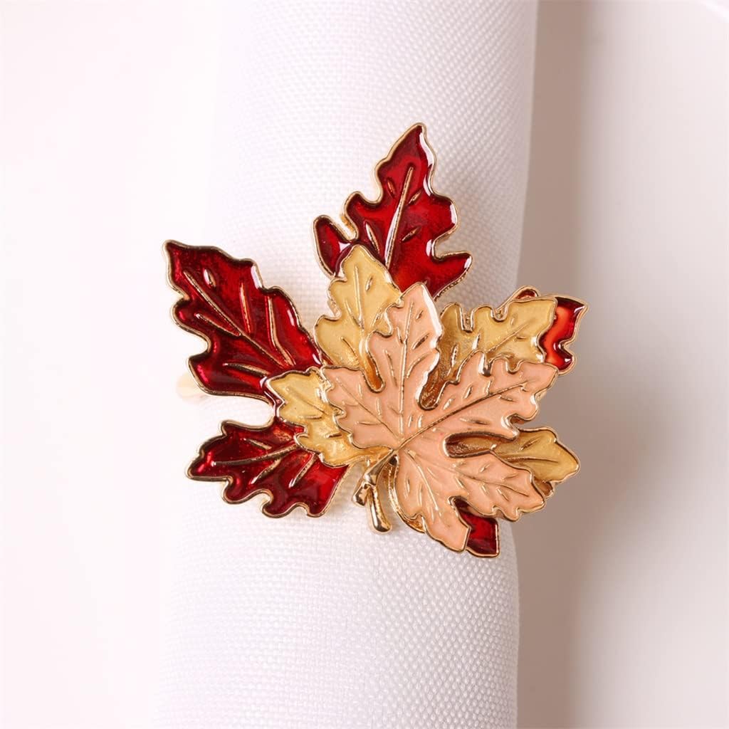 12 Pcs Bar Decorations Easter Napkin Buckle Rings Maple Leaf