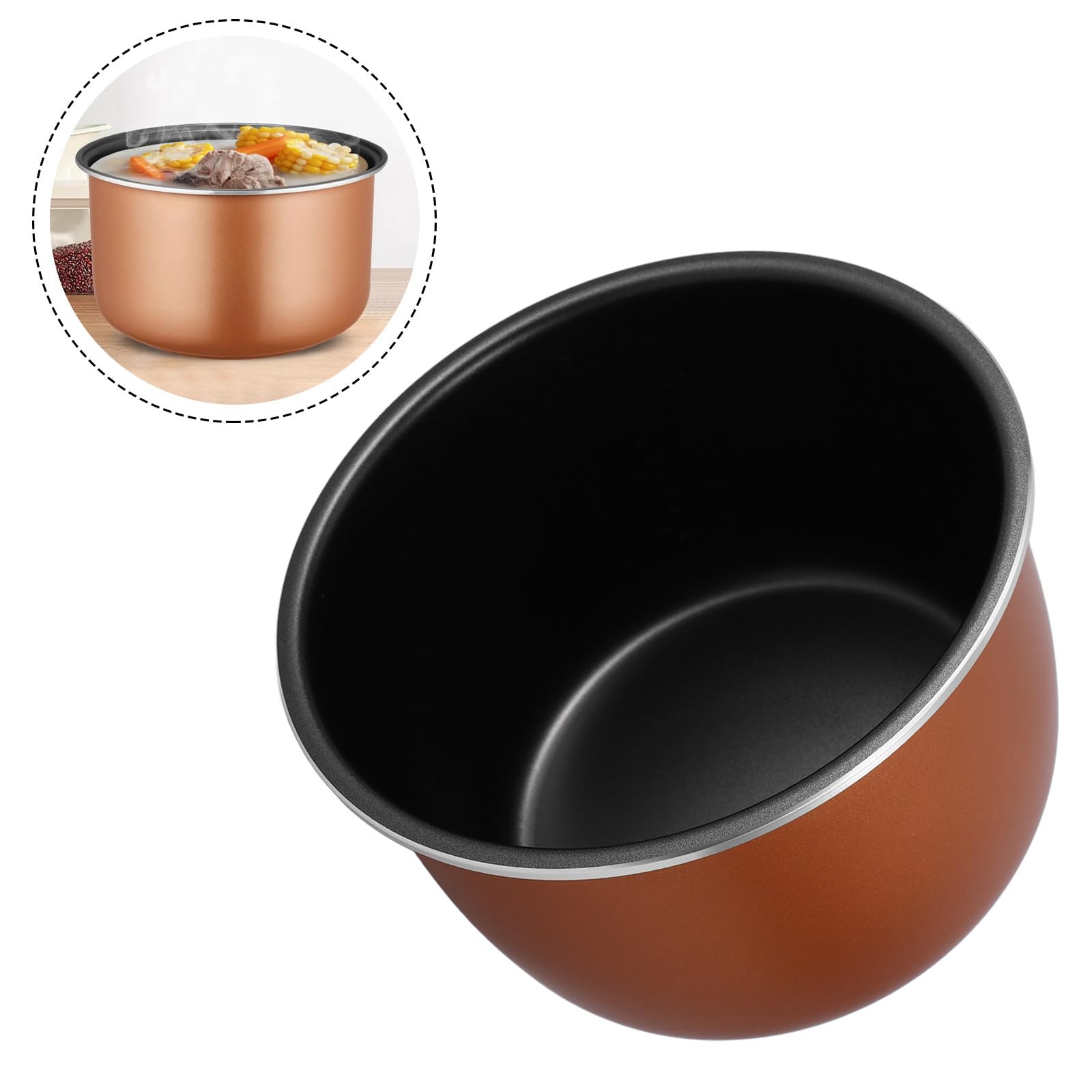 Olla Interior de Presión Eléctrica de 4L Revestimiento Antiadherente Grueso Aleación de Aluminio Ligera Accesorio para Olla Arrocera Portátil Cubeta de Repuesto para Cocina