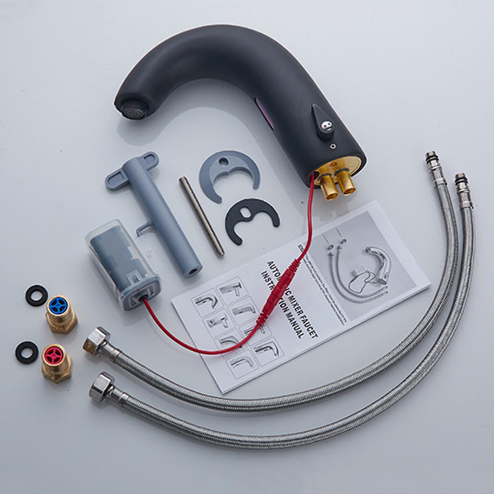 XJTNLB Wasserhahn mit Sensor Bad Einhebelmischer Infrarot Sensor Wasserhahn mit Einstellbarem Temperaturbegrenzer Mischbatterie Waschbecken aus Messing,Chrom